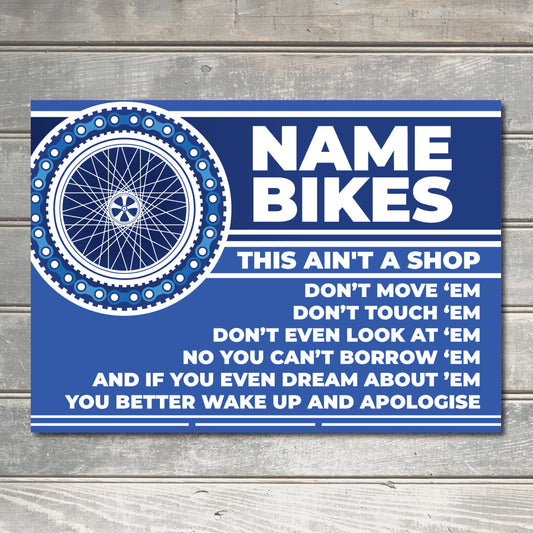 PERSONALISED Bike Rule Bicycle Custom Sign Garage Workshop Gift Wall Decor Metal Plaque 0476