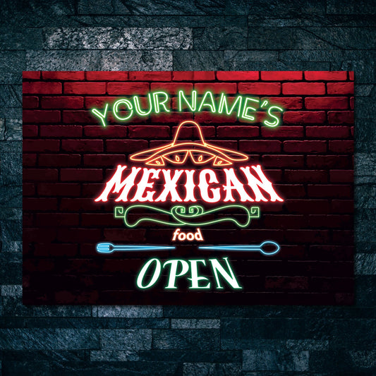 PERSONALISED Mexican restaurant neon, Food neon light Sign Decor Metal Plaque 0483