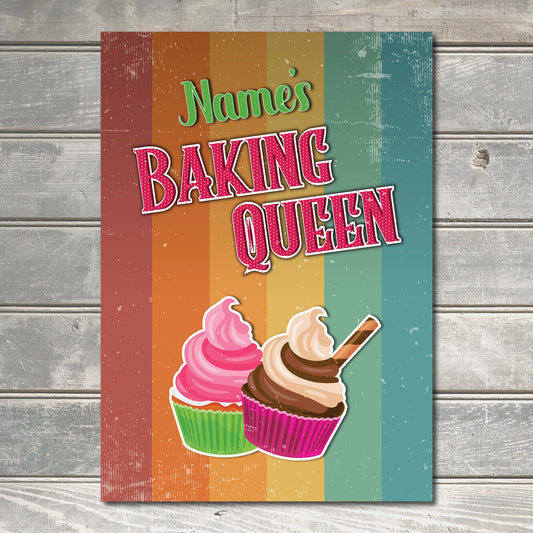 PERSONALISED Sally Baking Queen Sign Indoor/Outdoor Wall Decor Metal Plaque 0485