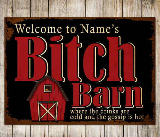 PERSONALISED B*tch Barn Southwestern She Shed Funny Sign wall Decor Metal Plaque 0623