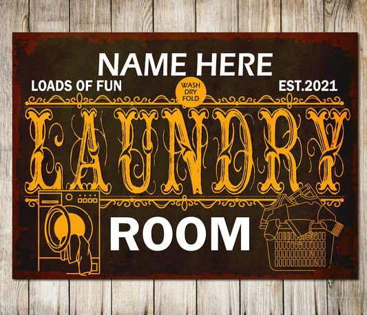 PERSONALISED Tin - The Laundry Room Customised Name Sign Wall Decor Metal Plaque 0637