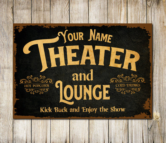 PERSONALISED Home Theater Decor Wall Sign Indoor/Outdoor Decor Metal Plaque 0647