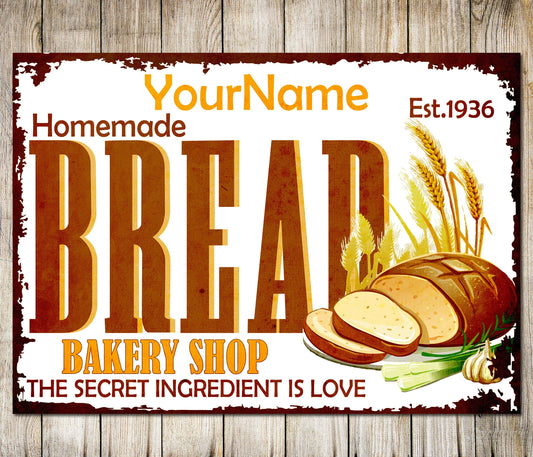 Personalised Baking Homemade Bread Customized Classic Wall Decor Metal Plaque 0661