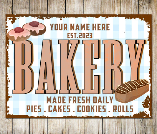 PERSONALISED Bakery Fresh Daily Custom Wall Sign Decor Metal Plaque 0666