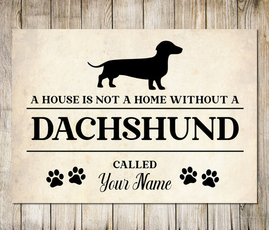 PERSONALISED DACHSHUND Sign Pet Name Dog Homemade Decor Metal Plaque 0790