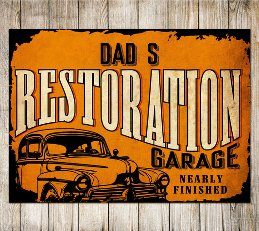 PERSONALISED Garage Workshop Project Car Restoration Metal Plaque Custom Sign Mechanic Gift Wall Door Decor  Gift Garage Sign 0079