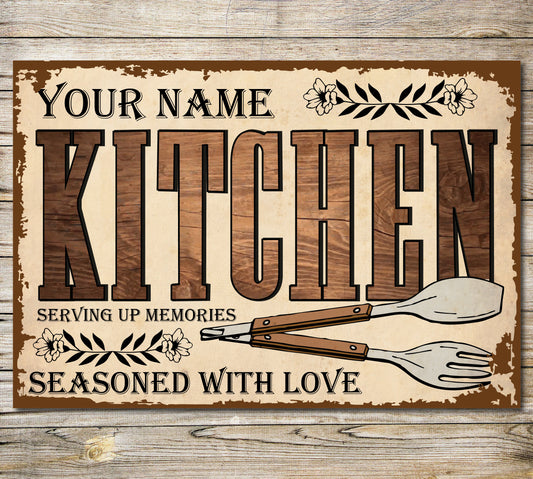PERSONALISED Kitchen Metal Plaque Custom Sign Home Chef Gift Wall Door Décor 0127