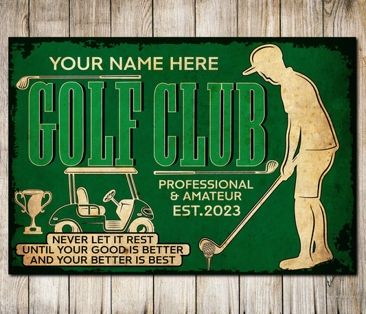 PERSONALISED Golf Club Golfers Club House Gifts for Men Wall Decor Green Sign Dad Grandad Uncle Christmas Birthday Custom Metal Plaque 0273