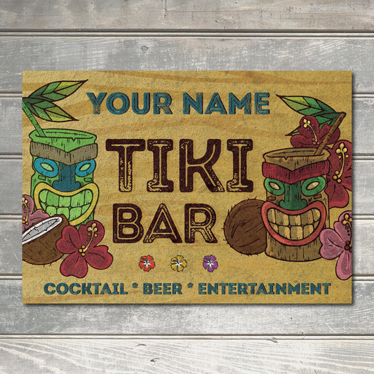 PERSONALISED Home Tiki Bar Drinks Food Friends Good Friends Good Times Customised Wall Decor Metal Plaque 0246