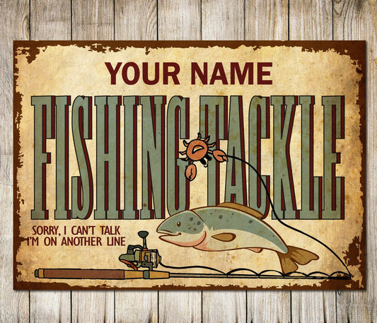 PERSONALISED Fishing Tackle Rules Fisherman Funny Joke Man Cave Sign Metal Wall Door Decor Office Shed Garage Retro Plaque 0073