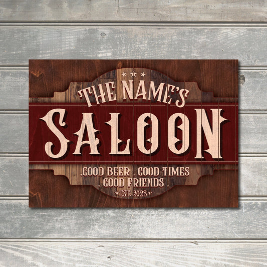 PERSONALISED Saloon Sign Old Town Western Saloon Decor Home Bar Tavern Wall Sign Farmhouse Pub Bar and Lounge Man Cave Garage Metal Plaque 0404