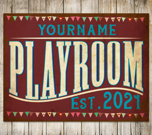 PERSONALISED Playroom Sign Custom Name Gift Wall Room Decor Metal Plaque