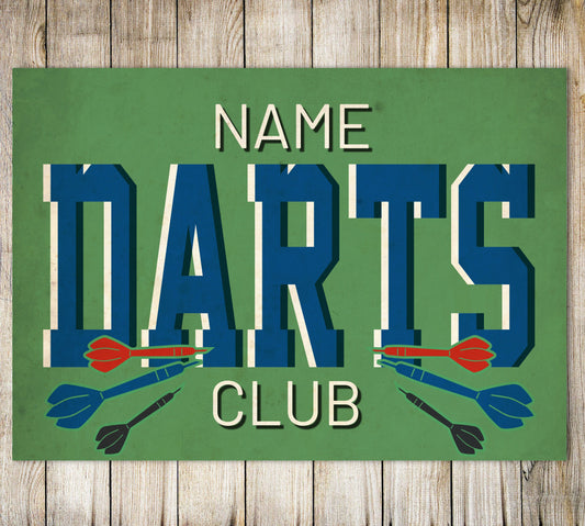PERSONALISED Name Darts Club Sign Man Cave Pub Bar Signage Custom Metal Plaques Gift 0054