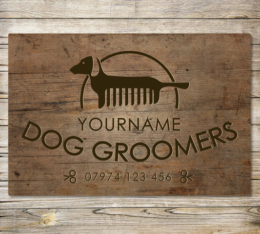 PERSONALISED Dog Groomers Sign Custom Grooming Decor Metal Wall Plaque Business 0154