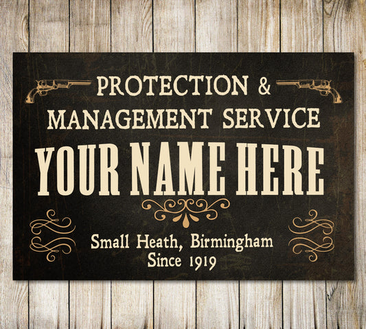 PERSONALISED Peaky Blinders Protection Services Gift Metal Sign Garage Plaque 0235