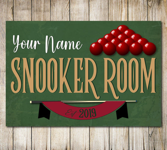 PERSONALISED SNOOKER ROOM Sign Custom Vintage Style Gift for Him Metal plaque 0247