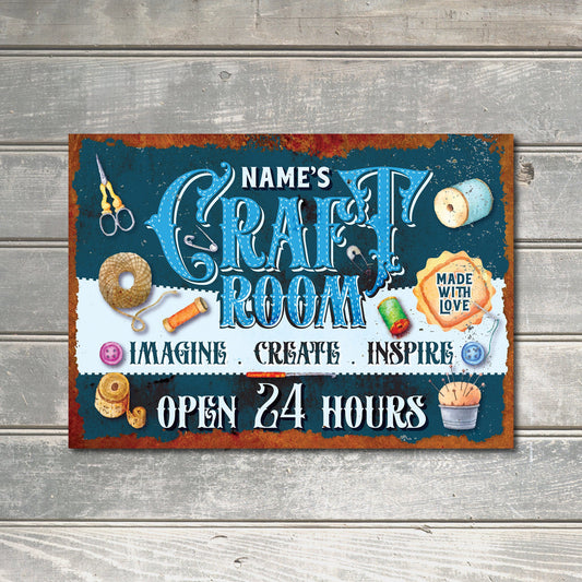 PERSONALISED Craft Room Retro Metal Sign Man Cave Bar Pub Plaque Party Vintage Gift
