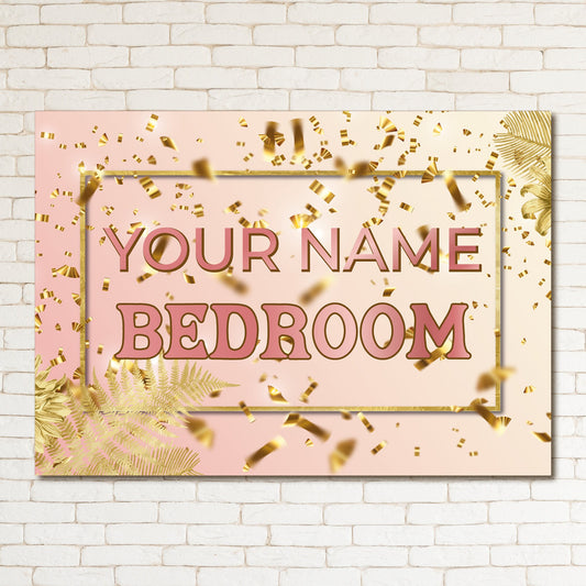 PERSONALISED Rose Gold Party Girls Decor Bedroom Door Kids Sign Metal Plaque 0300
