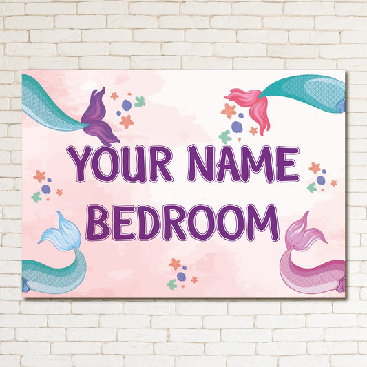PERSONALISED Mermaid Tail Girls Decor Bedroom Door Kids Sign Metal Plaque 0312