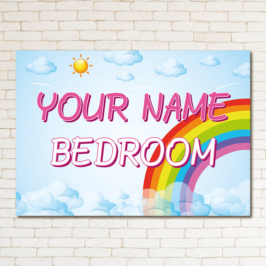 PERSONALISED Rainbow Girls Decor Bedroom Door Kids Sign Playroom Metal Plaque 0321