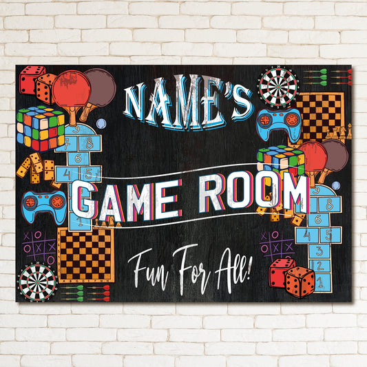 PERSONALISED Game Room Sign Wall Man Cave Decor Basement Gamer Gift Metal Plaque