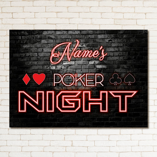 PERSONALISED Neon Effect Bar Poker Night Sign Custom Text Printed Metal Street Garden Plaque 0427