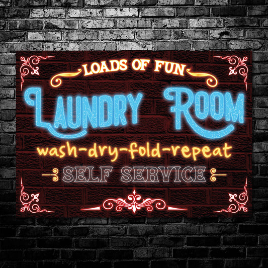 Personalised Laundry Room Utility Decor Neon Effect Sign Funny Modern Wall Art Metal Plaque 0433