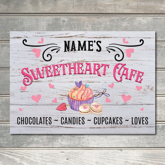 PERSONALISED Sweetheart Cafe Sign Valentine Day Wall Kitchen Decor Metal Plaque 0472
