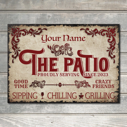 PERSONALISED Patio Good Times Crazy Friends Classic Sign Decor Metal Plaque 0497