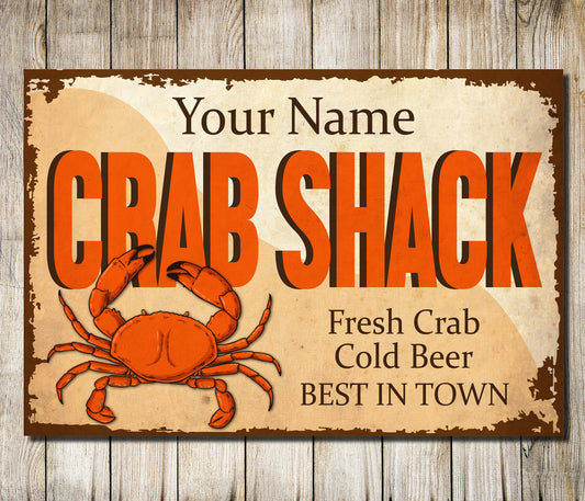 PERSONALISED Customised Kitchen Sign Crab Shack Signs Decor Metal Plaque 0613
