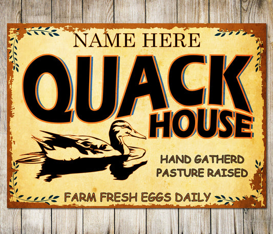 PERSONALISED Duck Quack House Customized Classic Wall Sign Decor Metal Plaque 0675