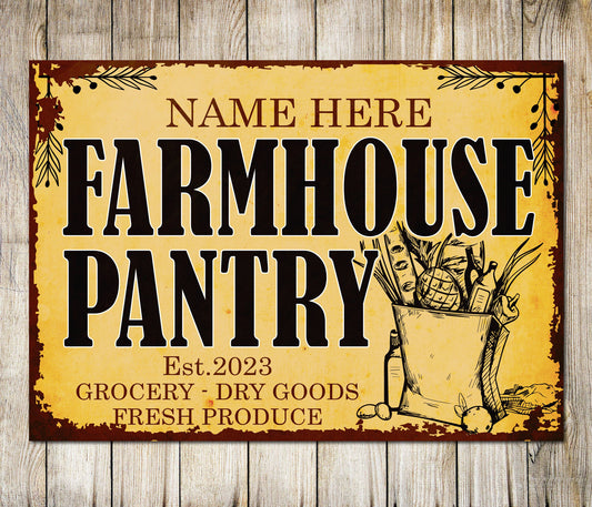 PERSONALISED Farmhouse Pantry Grocery Customized Sign Decor Metal Plaque 0679