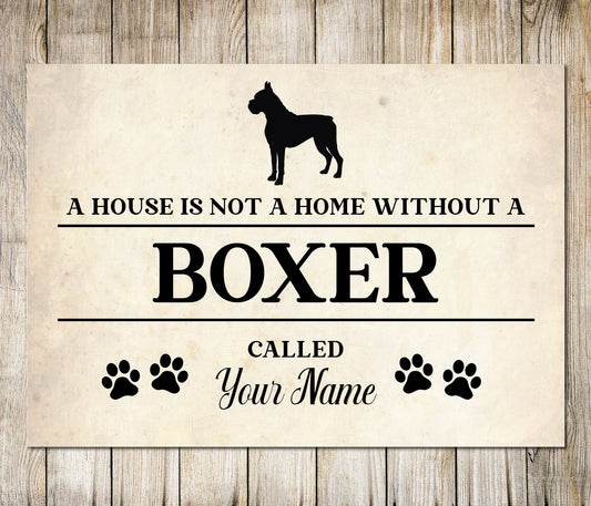 PERSONALISED BOXER Sign Pet Name Dog Homemade Decor Metal Plaque 0787