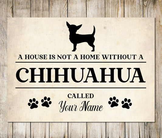 PERSONALISED CHIHUAHUA Sign Pet Name Dog Homemade Decor Metal Plaque 0788
