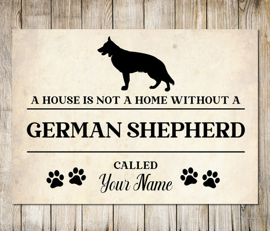 PERSONALISED GERMAN SHEPHERD Sign Pet Name Dog Homemade Decor Metal Plaque 0792