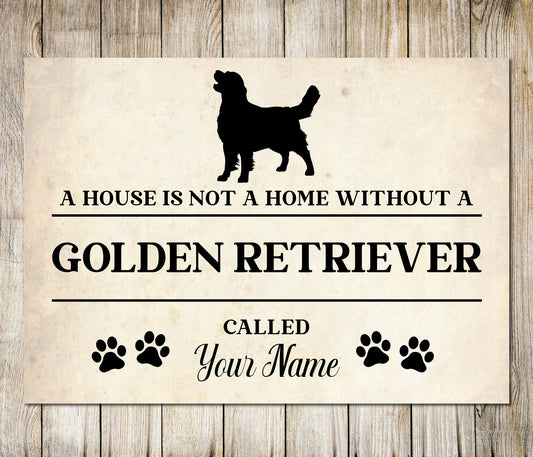 PERSONALISED GOLDEN RETRIEVER Sign Pet Name Dog Homemade Decor Metal Plaque 0793