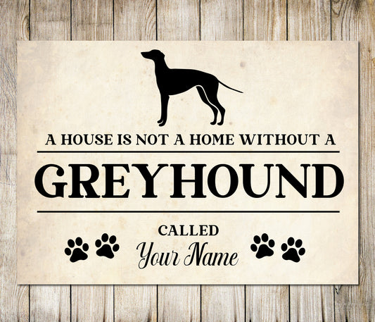 PERSONALISED GREYHOUND Sign Pet Name Dog Homemade Decor Metal Plaque 0794