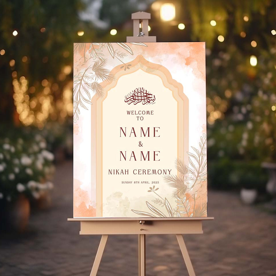Nikkah Wedding Welcome Sign, Personalised Nikkah, Nikah Sign, Islamic Wedding Sign, Islamic Art, Nikah Welcome, Walima Sign, Floral Islamic