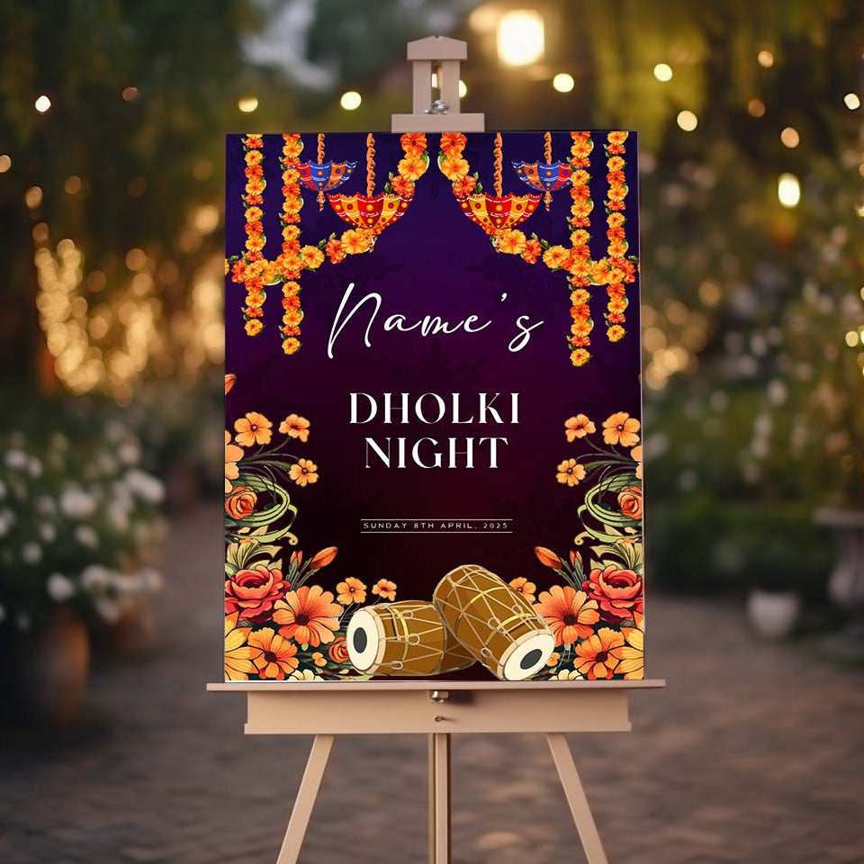 Dholki Welcome Sign, A1, A2, A3 or A4, Pakistani Wedding, Dholak Night, Muslim Dholak Welcome Sign, Punjabi Dholki Sign, Mehndi Welcome Sign