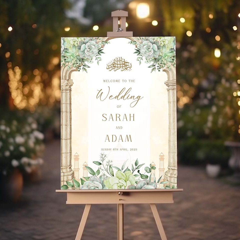 Nikkah Wedding Welcome Sign, Personalised Nikkah, Nikah Sign, Islamic Wedding Sign, Islamic Art, Nikah Welcome, Walima Sign, Floral Islamic