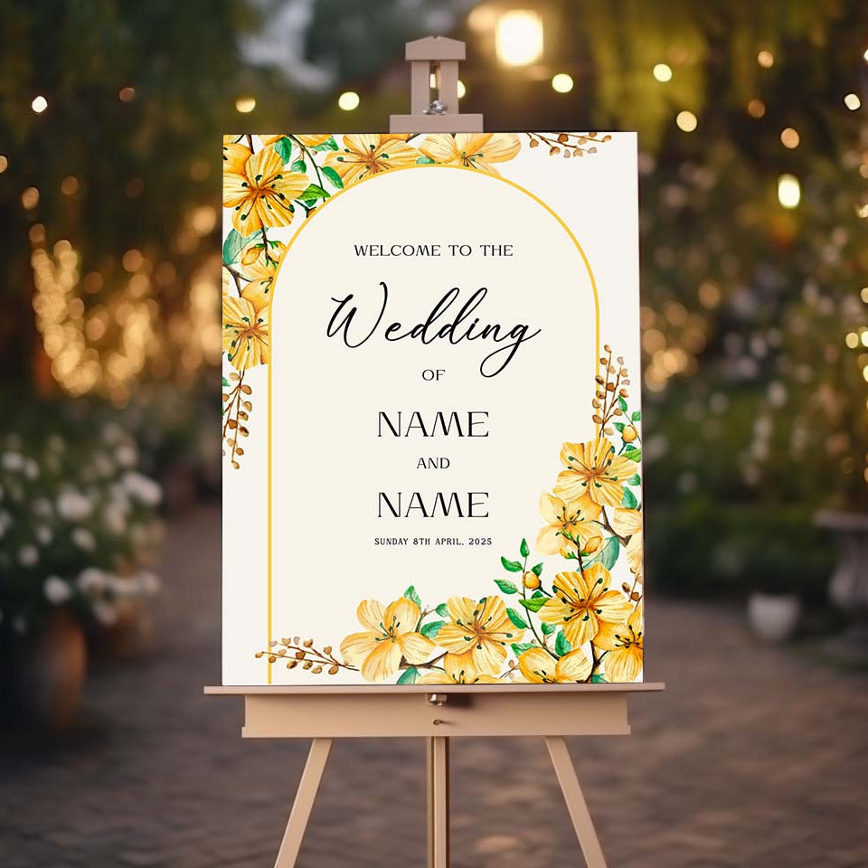 FLORAL ARCH Welcome Sign, Printed Sign A1, A2, A3, A4, Welcome Sign, Personalised Wedding Welcome Sign
