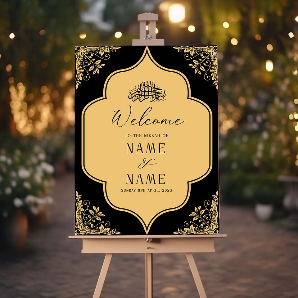 Nikkah Wedding Welcome Sign, Personalised Nikkah, Nikah Sign, Islamic Wedding Sign, Islamic Art, Nikah Welcome, Walima Sign, Floral Islamic
