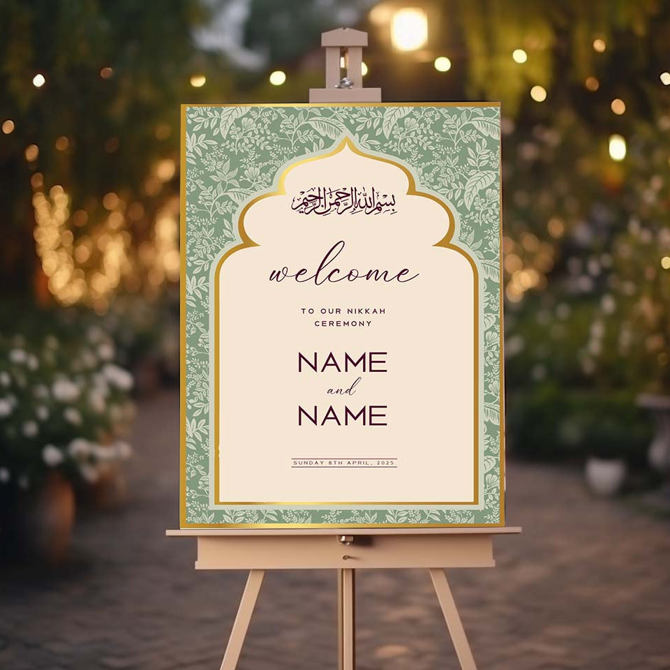 Nikkah Wedding Welcome Sign, Personalised Nikkah, Nikah Sign, Islamic Wedding Sign, Islamic Art, Nikah Welcome, Walima Sign, Floral Islamic