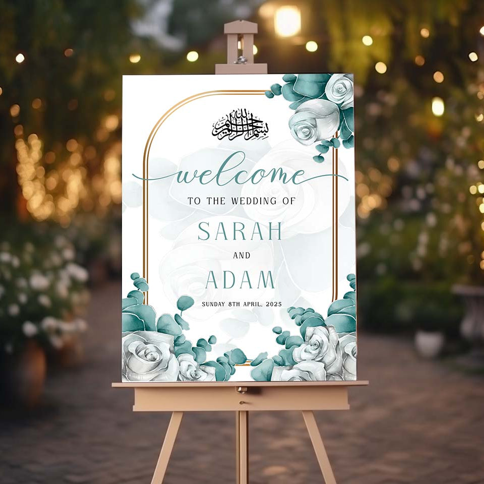 Nikkah Wedding Welcome Sign, Personalised Nikkah, Nikah Sign, Islamic Wedding Sign, Islamic Art, Nikah Welcome, Walima Sign, Floral Islamic