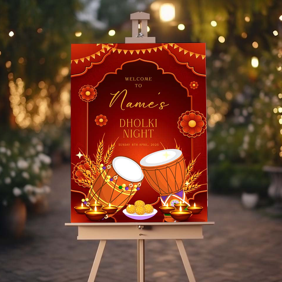 Dholki Welcome Sign, A1, A2, A3 or A4, Pakistani Wedding, Dholak Night, Muslim Dholak Welcome Sign, Punjabi Dholki Sign, Mehndi Welcome Sign
