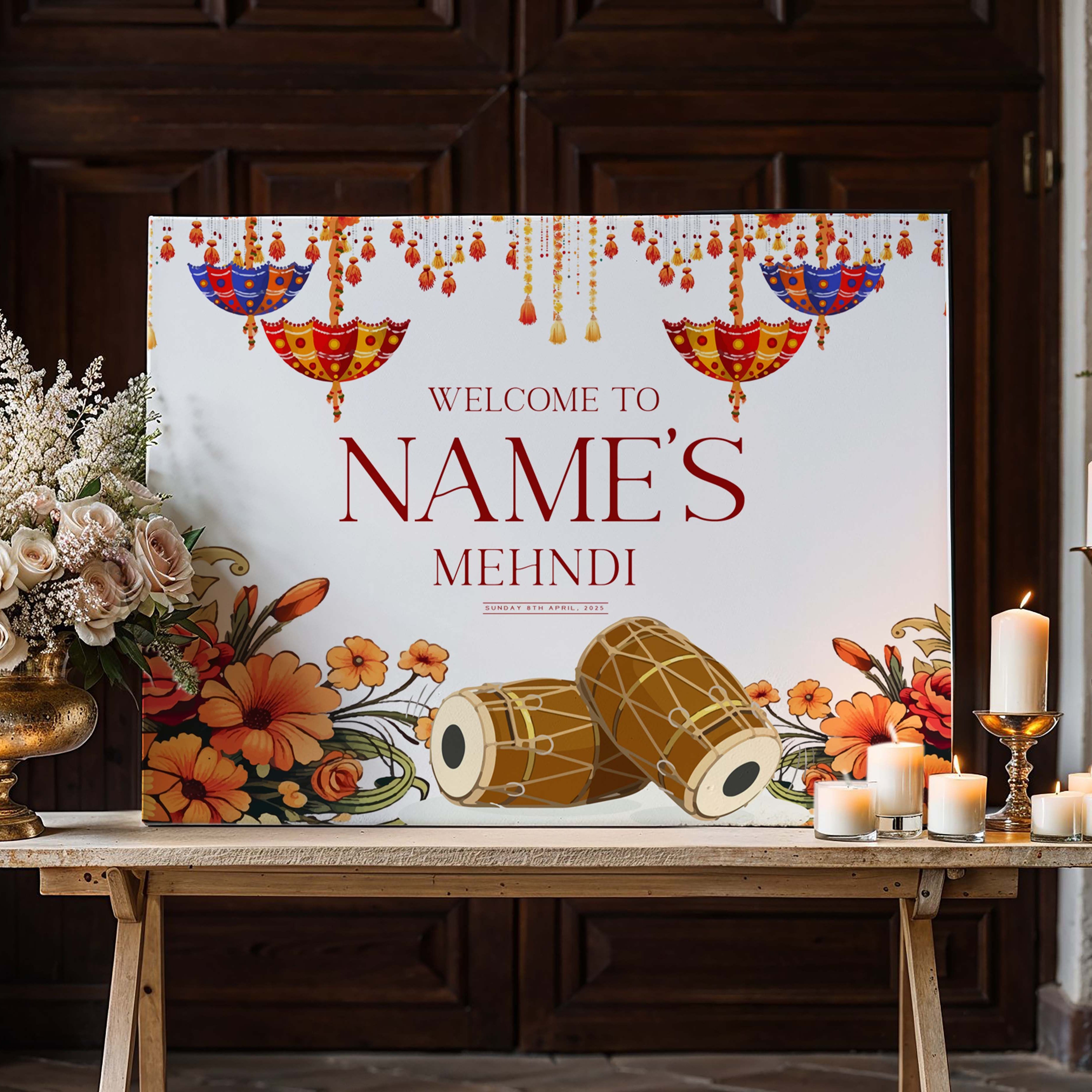 Mehndi Welcome Signs, Mehendi Signs, Umbrella Desi Decor, Mehndi Sign, Indian Decor Sign, Mendhi Umbrella, Henna Sign, Mehendi Welcome