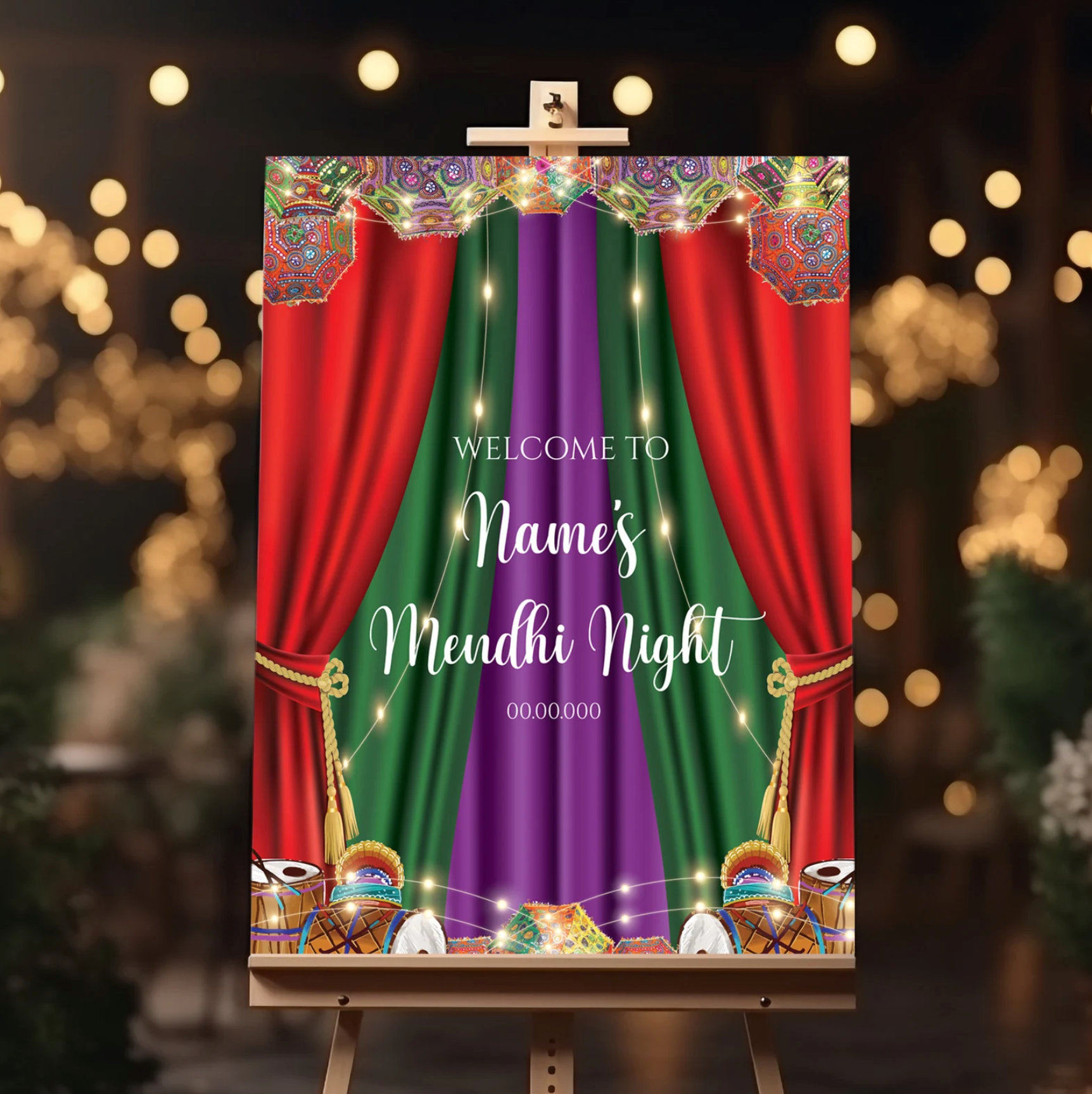 Dholki Welcome Sign, A1, A2, A3 or A4, Pakistani Wedding, Dholak Night, Muslim Dholak Welcome Sign, Punjabi Dholki Sign, Mehndi Welcome Sign