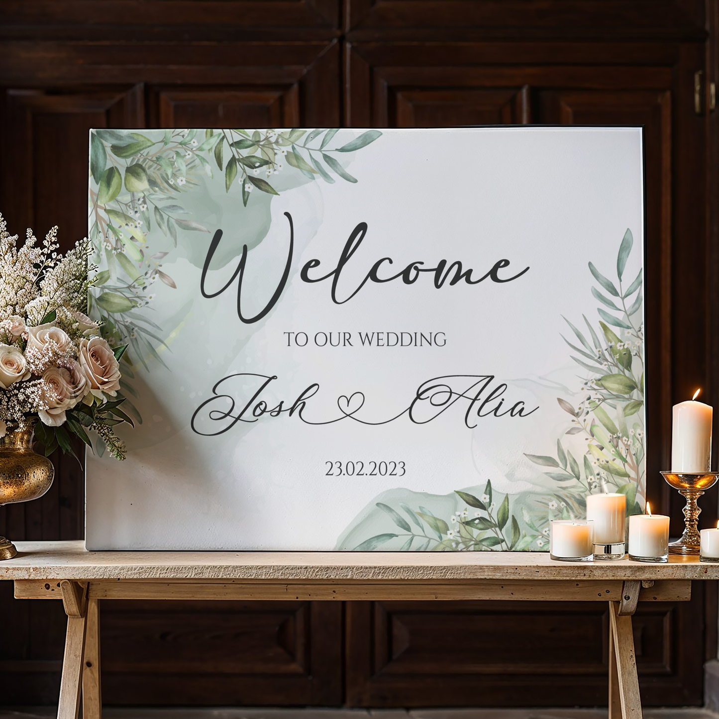 Eucalyptus Wedding Welcome Sign, A1, A2, A3 or A4, Botanical Wedding Sign, Minimalist Wedding, Modern Greenery Sign, Printed Wedding Sign