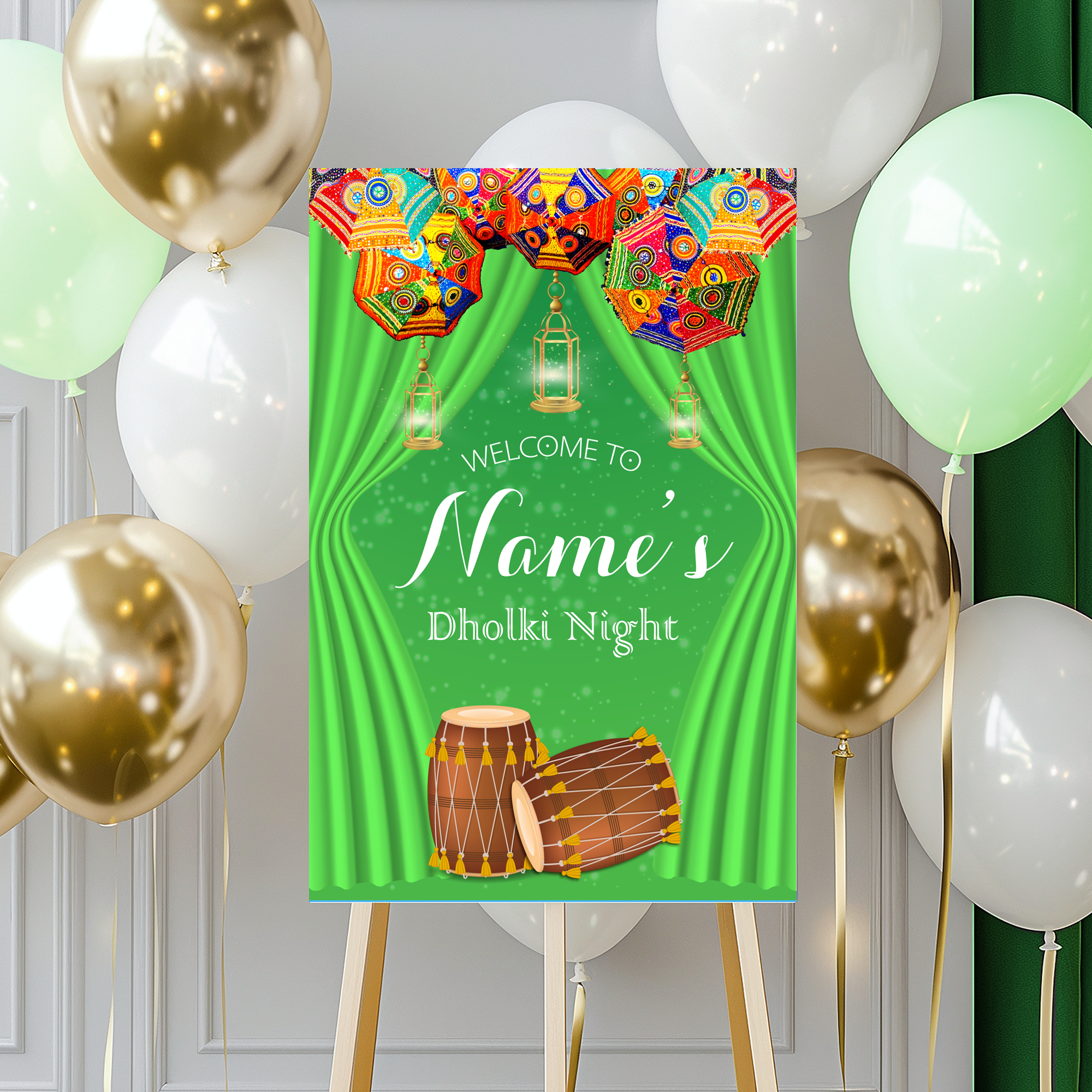 Dholki Welcome Sign, A1, A2, A3 or A4, Pakistani Wedding, Dholak Night, Muslim Dholak Welcome Sign, Punjabi Dholki Sign, Mehndi Welcome Sign