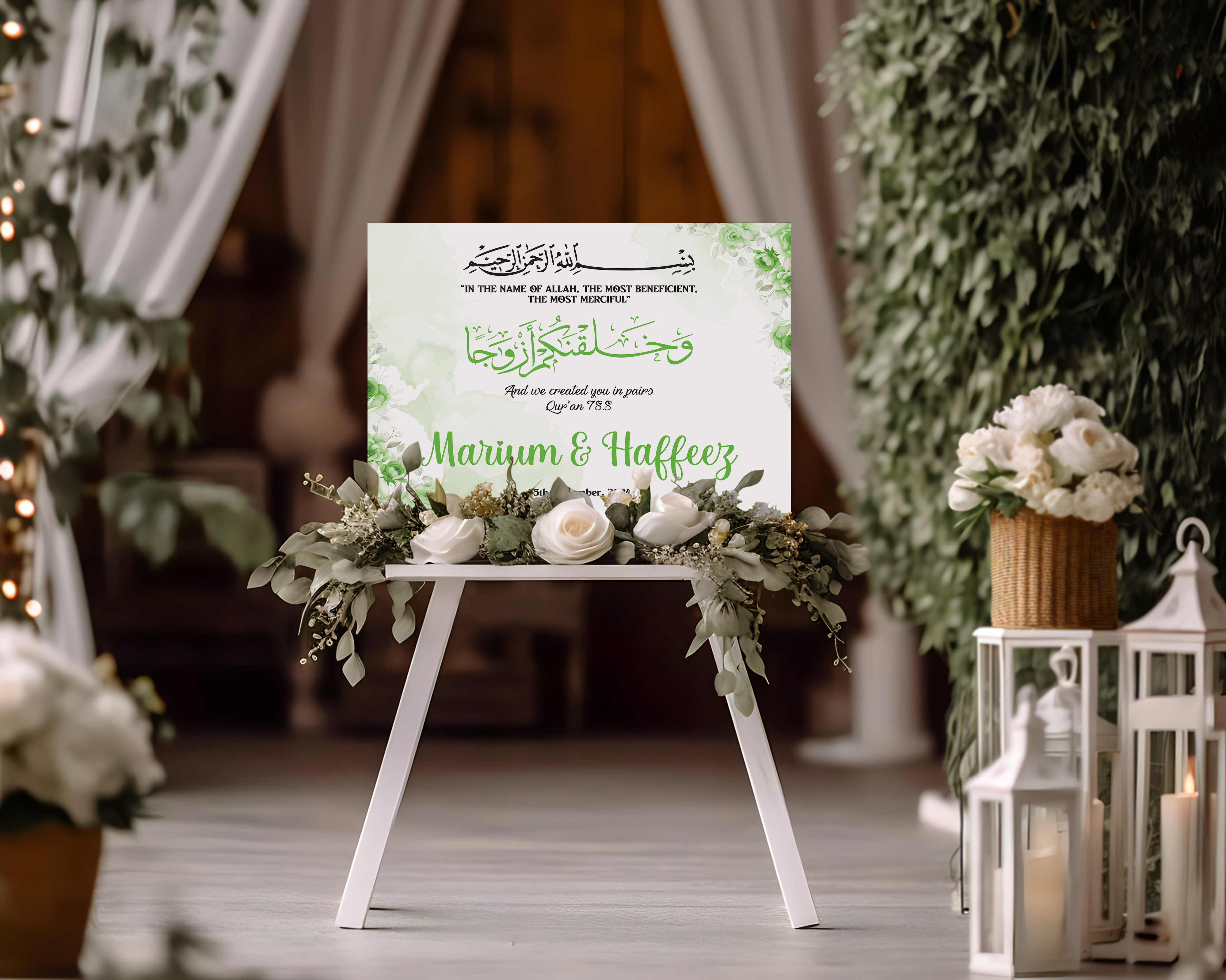Nikkah Wedding Welcome Sign, Personalised Nikkah, Nikah Sign, Islamic ...